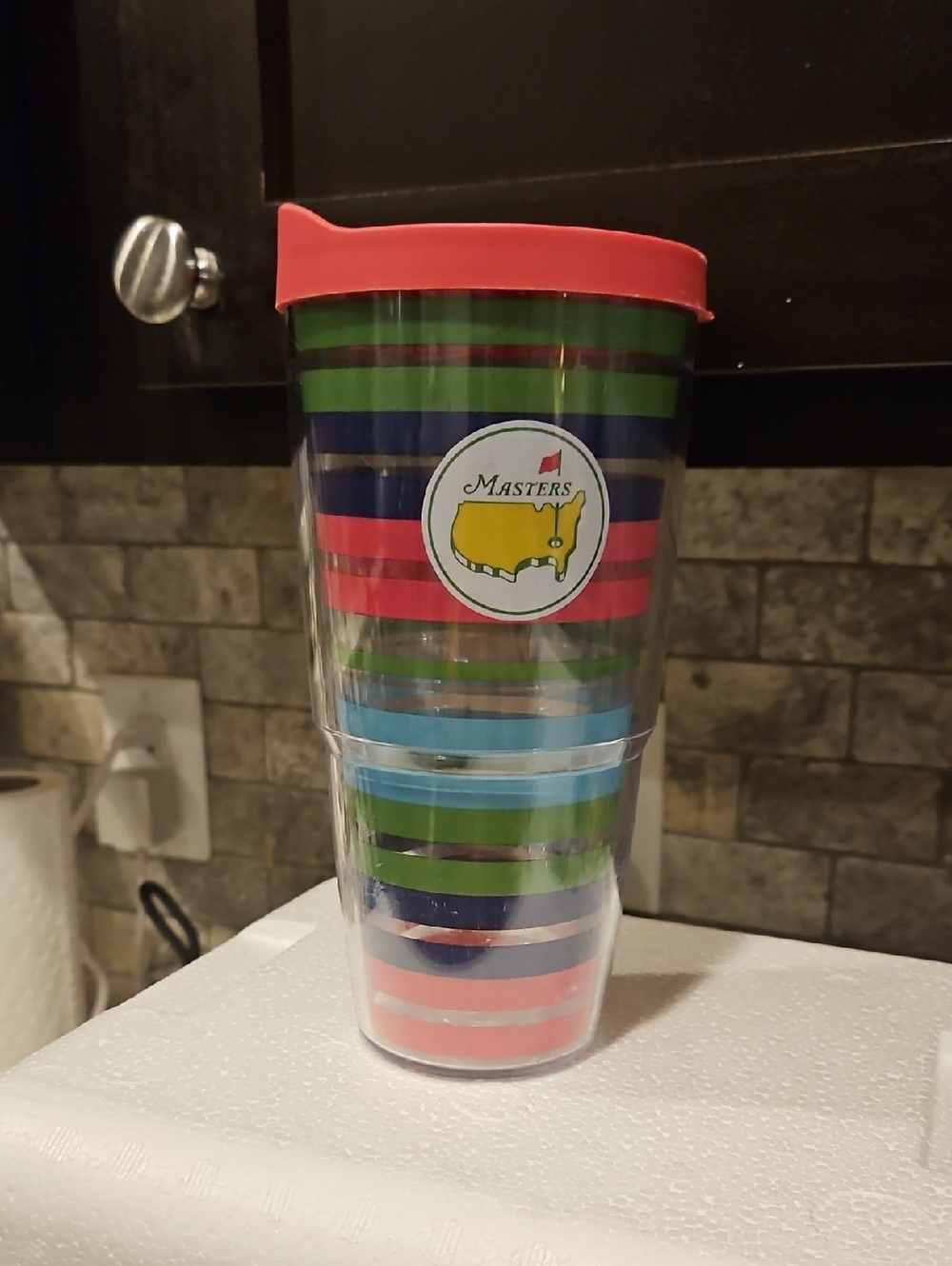 Masters Colorful Striped Insulated Tumbler with Red Lid